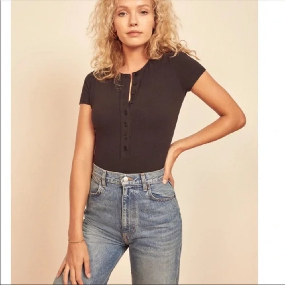 Reformation Leni Bodysuit XS Black